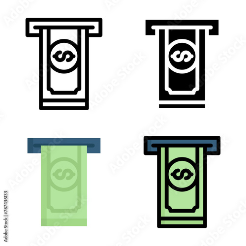 Withdraw icon set style collection in line, solid, flat, flat line style on white background