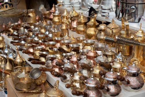 Turkish market, a lot of pepper mill and coffee maker.