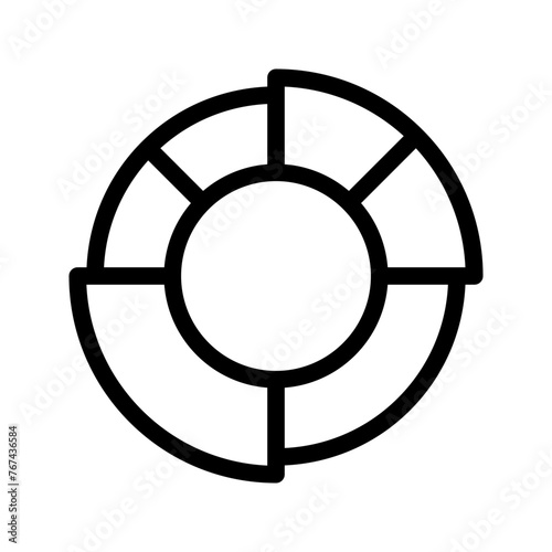 Pie chart icon in line, solid style on white background