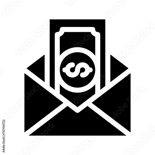 Envelope icon in line, solid style on white background