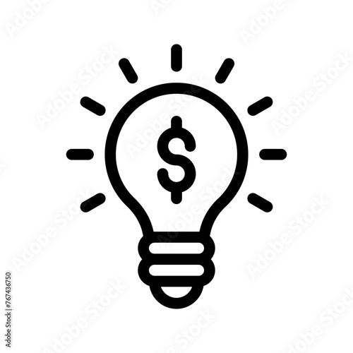 Idea icon in line, solid style on white background