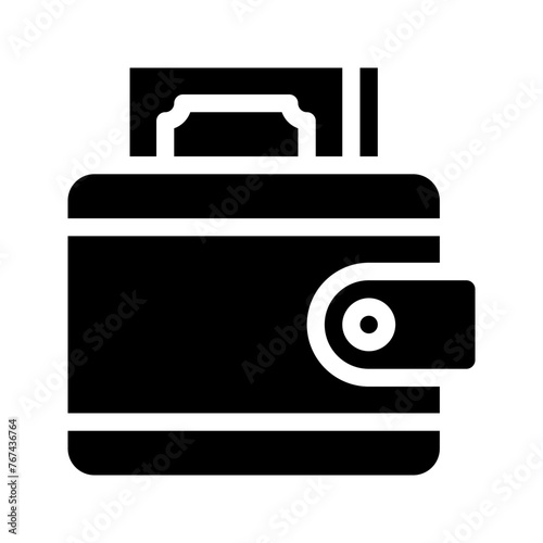 Wallet icon in line, solid style on white background