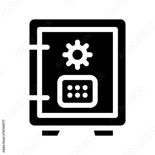 Safe box icon in line, solid style on white background