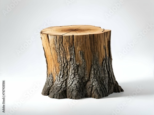 Oak Stump Isolated on White Background - Forestry Concept, Environmental Conservation, Landscaping Element, Nature Texture, Arboreal Beauty © Mustapha.studios