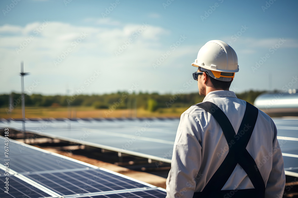 male worker installing solar energy panel in a field at sunset. renewable energy concept. ecology. energy industry male worker installing solar energy panel in a field at sunset. renewable energy concept. ecology. energy industry