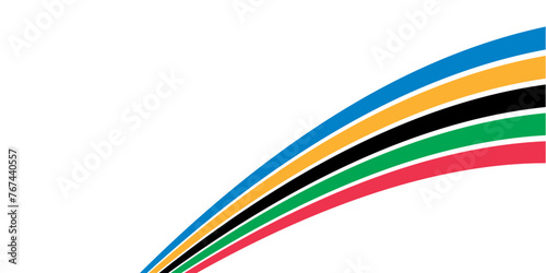 Colorful curved stripes of the Olympic rainbow, isolated on a transparent background. Olympic games banner. Vector illustration