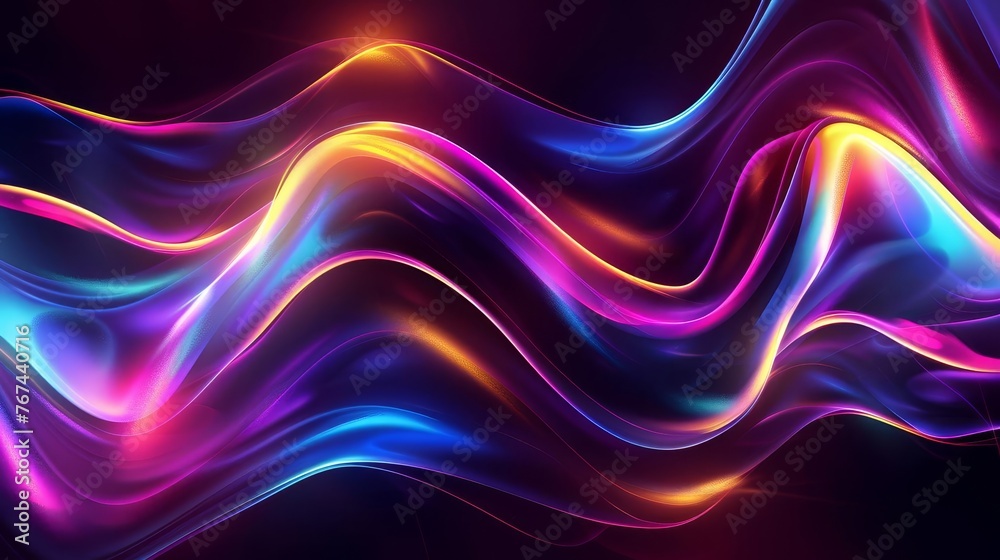 Abstract Iridescent Holographic Neon Curved Wave Motion Background, Fluid Gradient Design Abstract Iridescent Holographic Neon Curved Wave Motion Background, Fluid Gradient Design