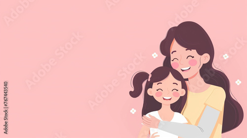 Mother and kid, World mothers day illustration with copy space 