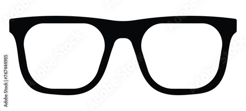 Hipster nerd style black glasses. Eyeglass sign. Silhouette isolated on white background. Vector illustration. photo