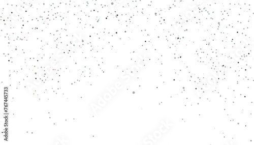 Vector background with many falling tiny round random confetti and sparkles swirling chaotically on a transparent background.