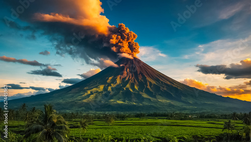 volcano smoke  Mayon Philippines photo