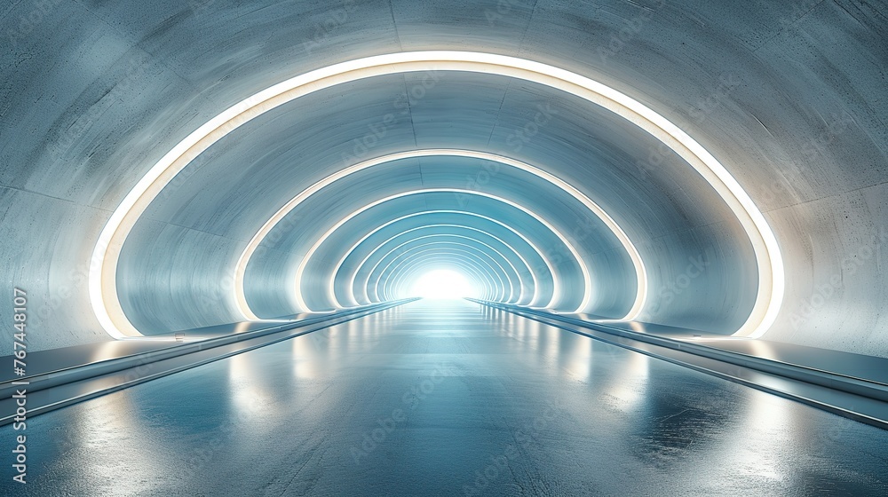 Obraz premium Rendering of 3D architectural tunnel on highway with empty asphalt road