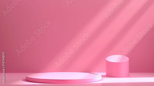 Abstract scene background. Cylinder podium on pink background. Product presentation, mock up, show cosmetic product, 