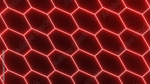 3d seamless pattern. Abstract background with Futuristic grid alien hexagon wireframe neon glowing red syntwave pattern. Sci-fi retro music template 8k	
 photo