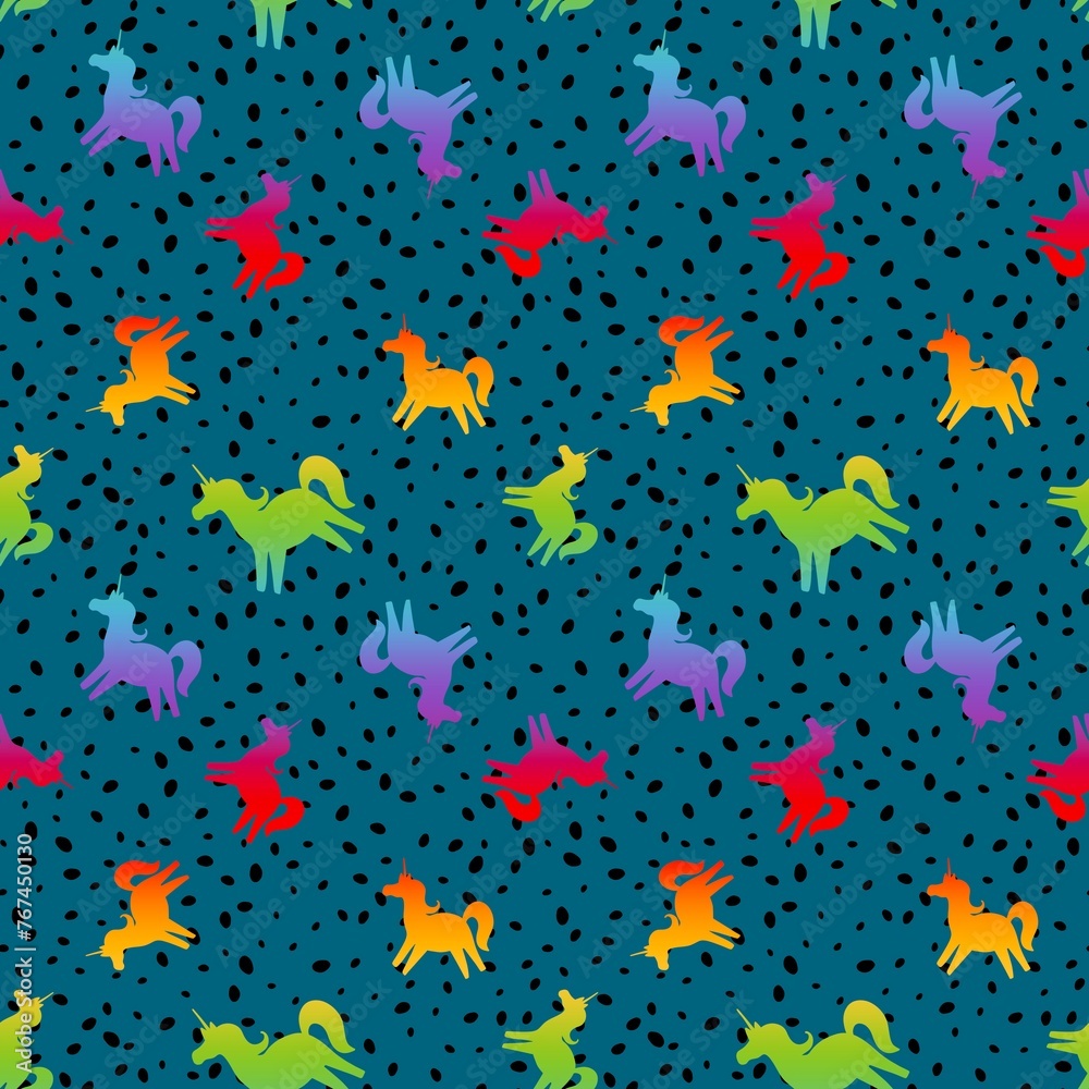 Rainbow lgbt pride animals unicorns seamless horse pattern for fabrics and wrapping paper and party summer textiles