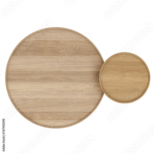 Fototapeta Naklejka Na Ścianę i Meble -  top view of 2-piece wood top coffee tables, on transparent background, 3d rendering