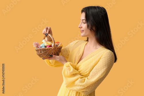 Young woman in yellow dress...