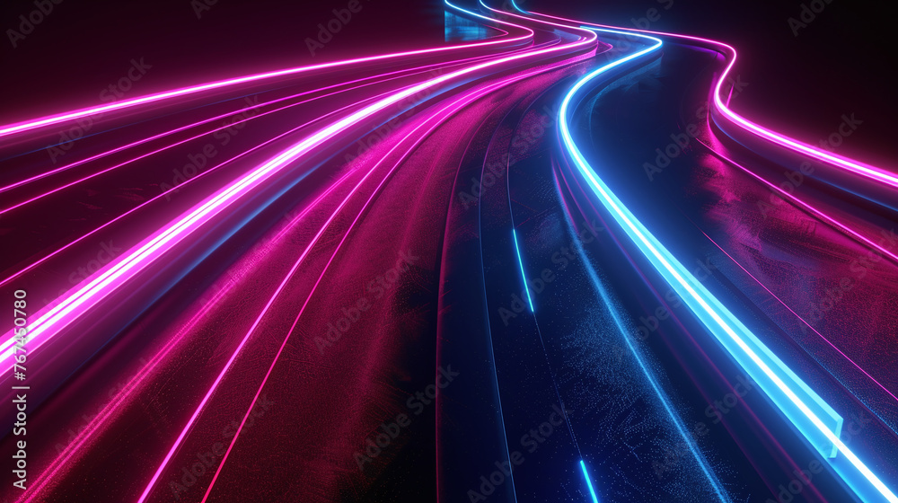 Dynamic Neon Light Trails on a Curved Path
Dynamic Neon Light Trails on a Curved Path
