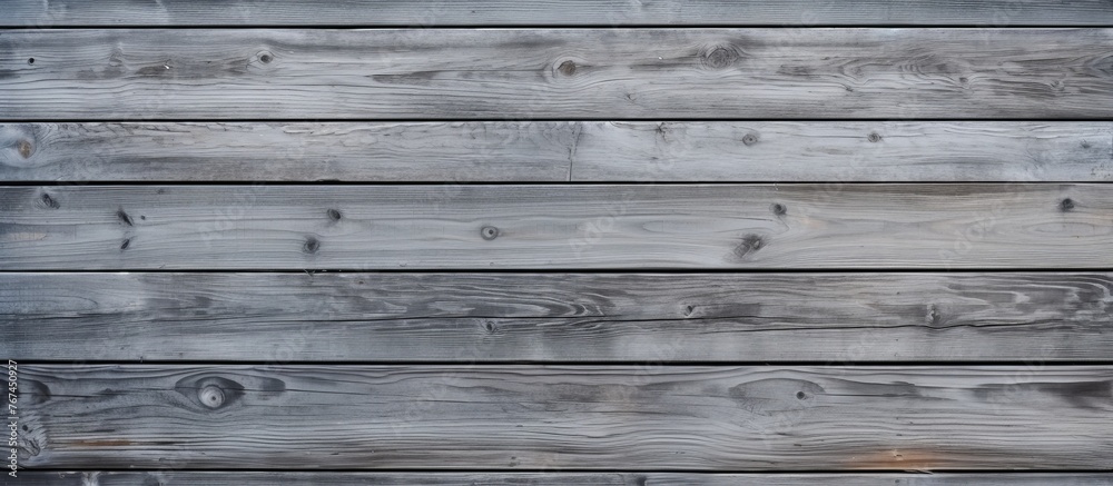 A closeup of a rectangular grey wooden wall with parallel siding planks, showcasing the hardwood texture and shades of grey A closeup of a rectangular grey wooden wall with parallel siding planks, showcasing the hardwood texture and shades of grey