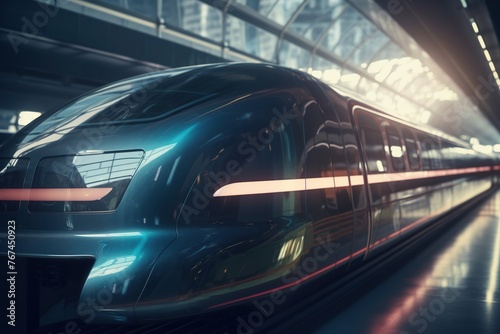 Modern high speed futuristic autonomous train. Future technologies
