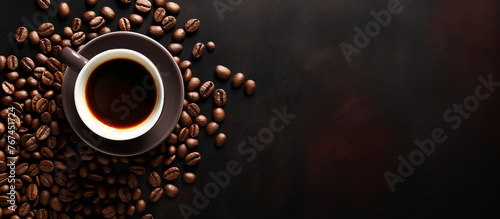 close up of a coffee and beans