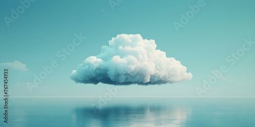 Small cloud inside big cloud symbolizing cloud technology integration and data transfer with AI. Concept Cloud Technology Integration, Data Transfer, AI, Visual Metaphor, Innovation
