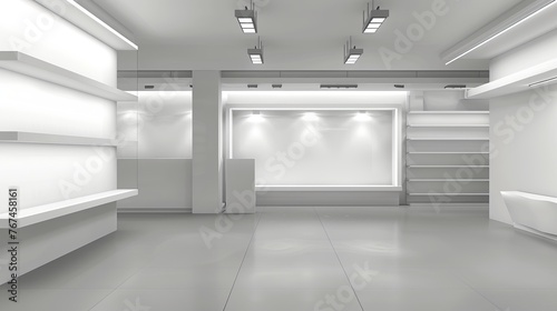 A blank store template awaits design, providing a vector mockup for branding or advertising purposes