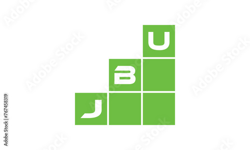 JBU initial letter financial logo design vector template. economics, growth, meter, range, profit, loan, graph, finance, benefits, economic, increase, arrow up, grade, grew up, topper, company, scale photo