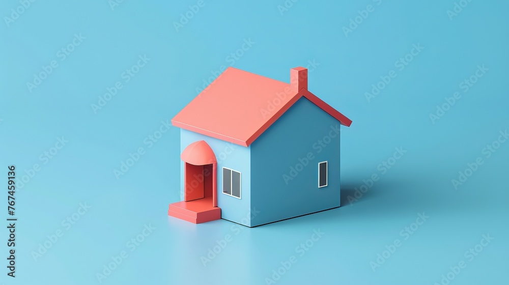 A simple house symbol in cartoon minimal style represents real estate or mortgage concepts in 3D vector form A simple house symbol in cartoon minimal style represents real estate or mortgage concepts in 3D vector form