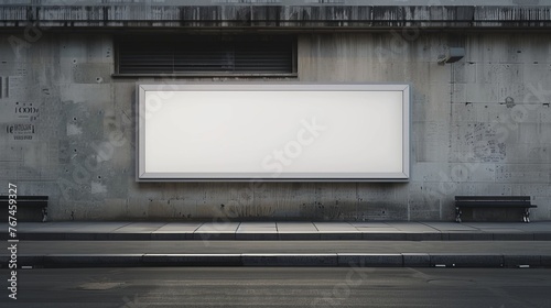 A street wall serves as the background for a blank billboard, ready for advertising mockups