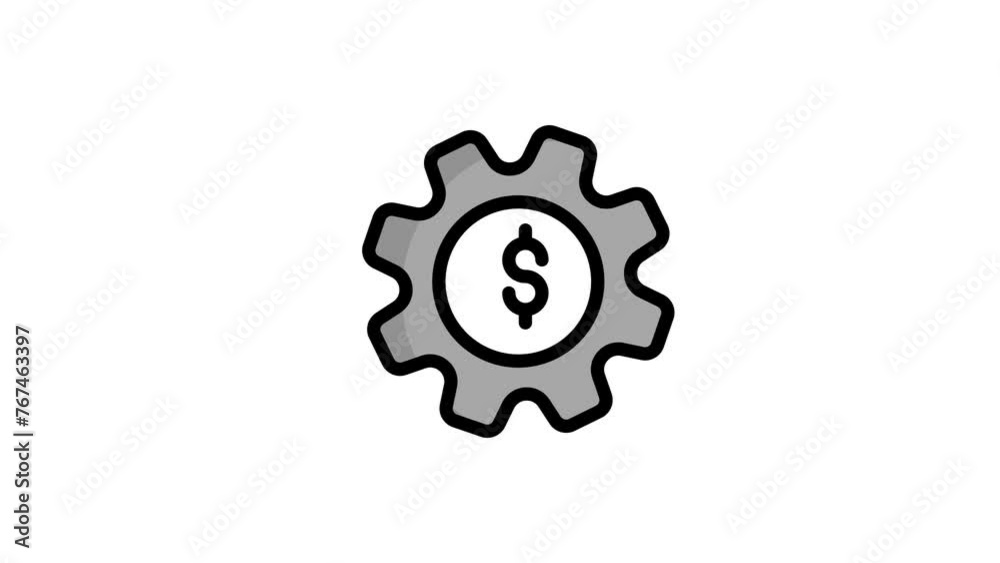 Gear icon animation in flat line style on white background Gear icon animation in flat line style on white background
