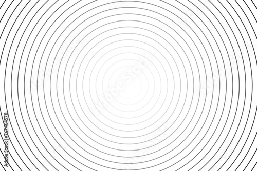 Concentric circles background. Thin round lines. Ripples  epicenter  sun burst  radiating  radio signal  target  sonar wave wallpaper. Simple black and white vector illustration with hypnotic effect.