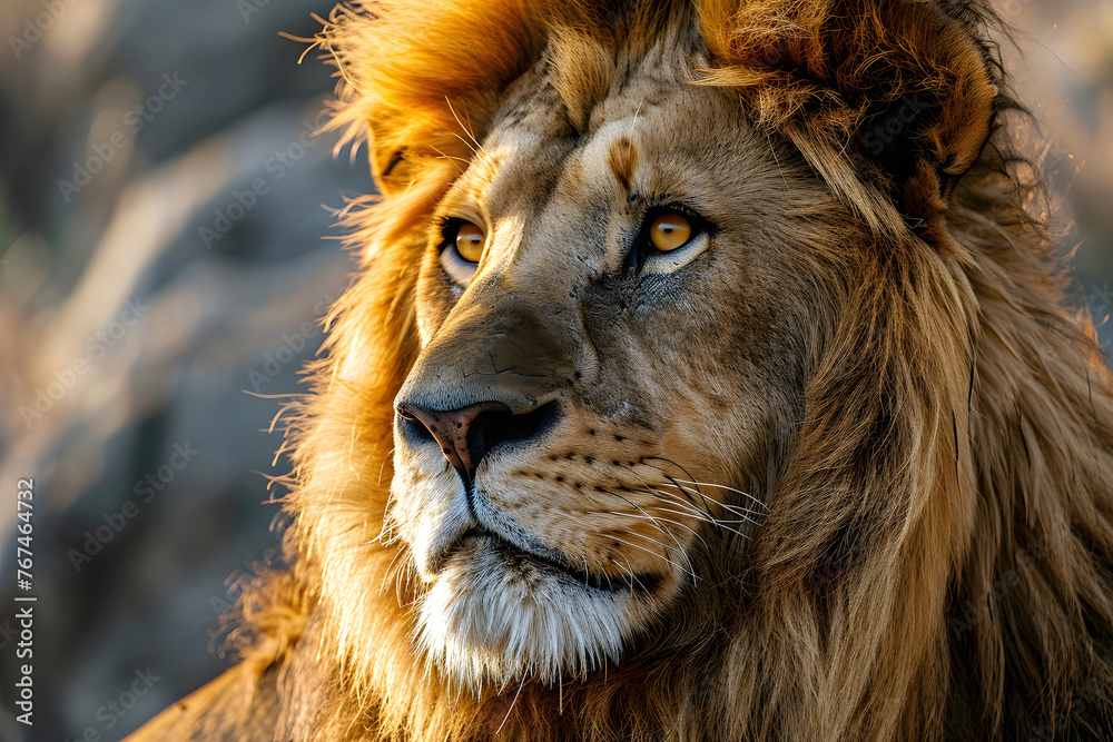 Naklejka premium portrait of an African lion. beasts of prey. fauna and biology