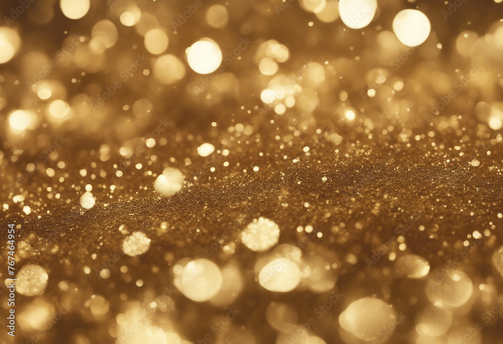 Glitter gold textured background Shiny defocused golden particles pile