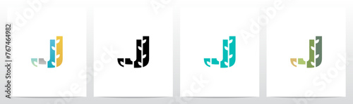 Tree Branch Leaf Divide Letter Initial Logo Design J