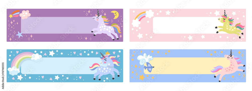 Kids stationery set with memo planners with cute unicorns Kids stationery set with memo planners with cute unicorns