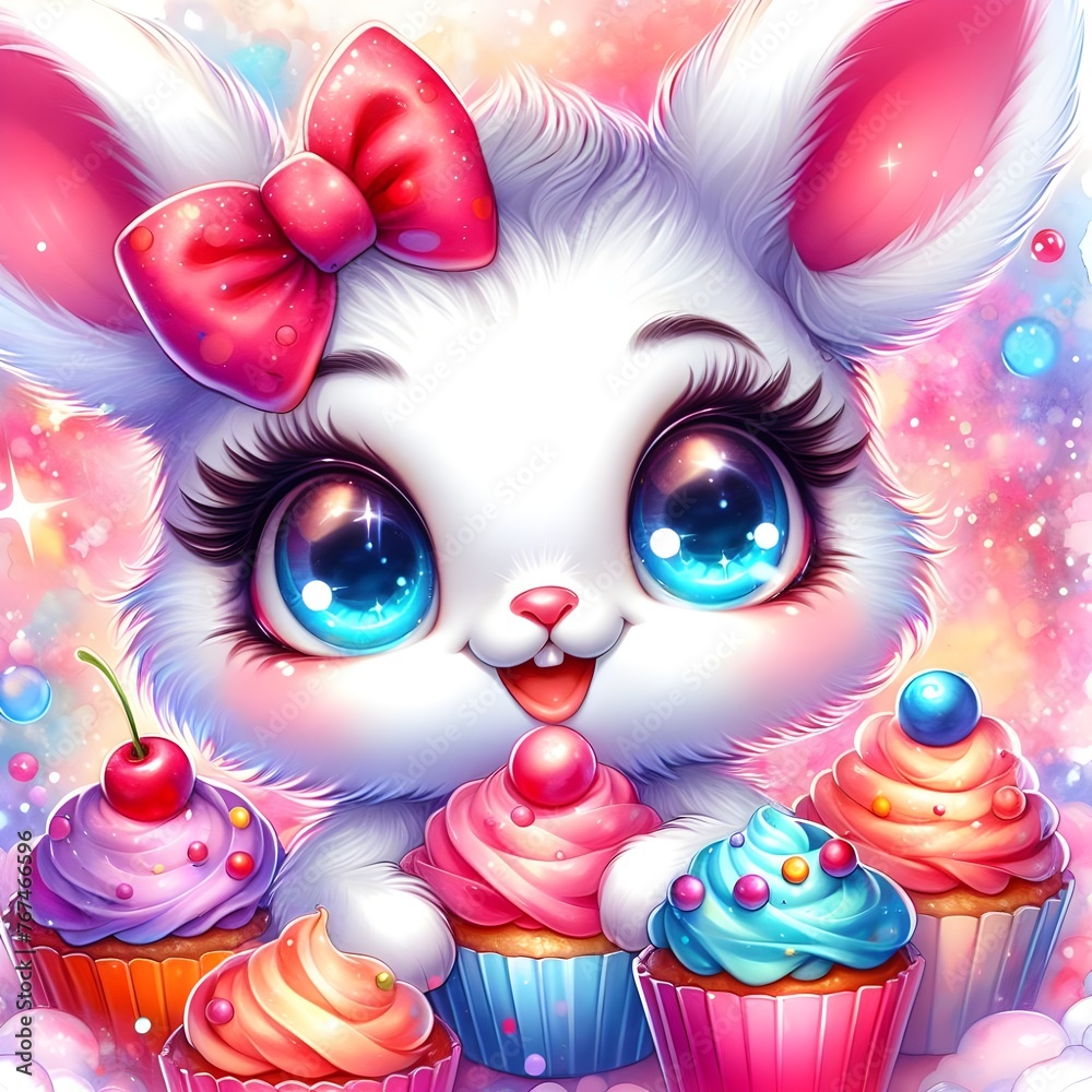 Fototapeta premium rabbit bunny cupcake