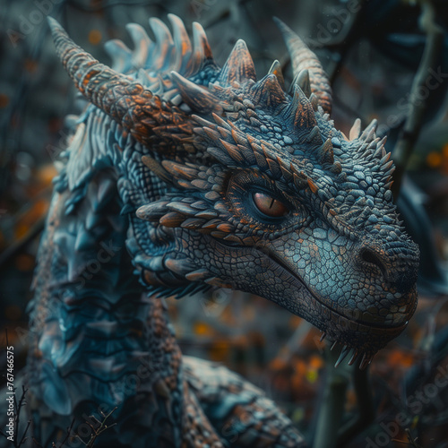 Majestic Dragon Portrait in a Mystical Landscape