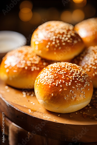 Artisanal Burger Buns Captured in a Touching Homely Setting: A Testament to Fine Bakery Skills