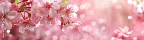 Wunderschöne Frühlingsblumen um einen Bokeh-Hintergrund, Platz für Text, Draufsicht, frisch, schön