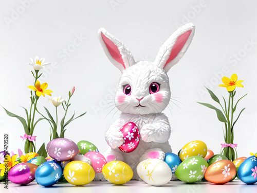 Easter bunny with a easter eggs and flowers © Jovan Svorcan