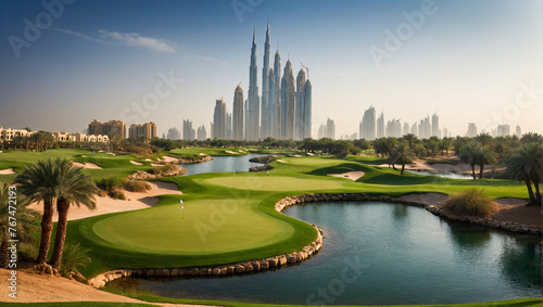 Dubai Golf Course Aerial 