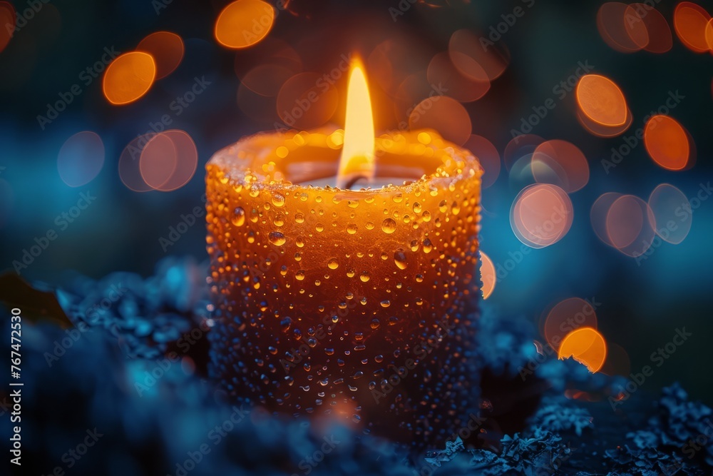 Warm light of Candle in Darkness. Candlelight at night Warm light of Candle in Darkness. Candlelight at night