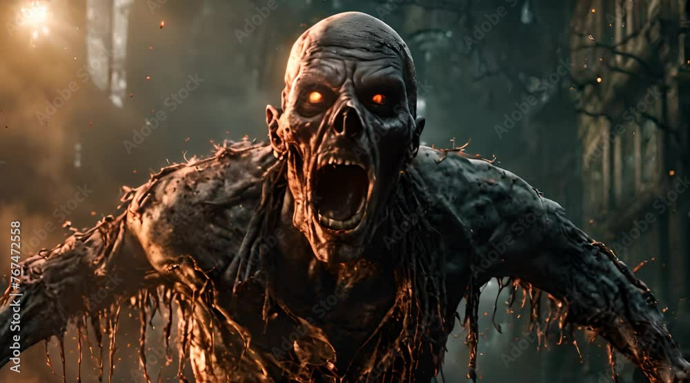 scary zombie in the dark