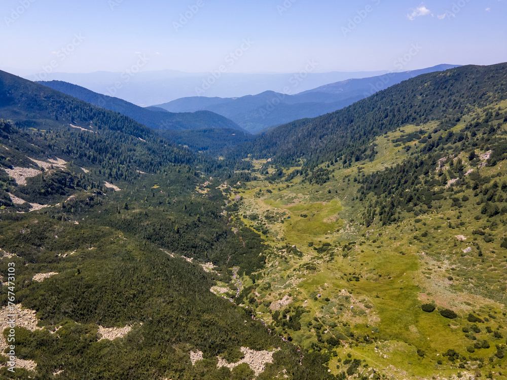 Aerial view of Pirin Mountain near Yalovarnika peak, Bulgaria