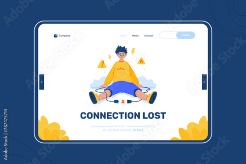 Error message connection lost illustration on landing page design