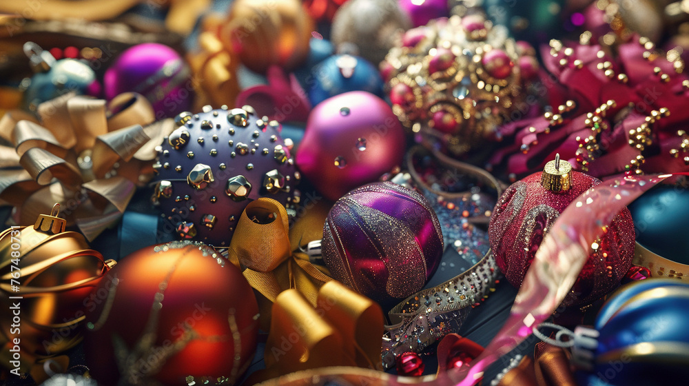 Close-up Shots of Festive Decorations and Ornaments, Emphasizing Intricate Craftsmanship
