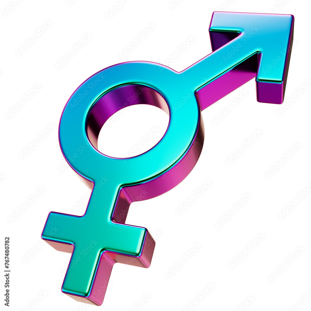 Intersex symbol. 3d icon with holographic metal texture. Gender diversity symbol isolated on transparent background Intersex symbol. 3d icon with holographic metal texture. Gender diversity symbol isolated on transparent background
