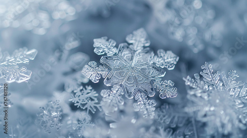 Close-up Views of Intricate Snowflake Patterns