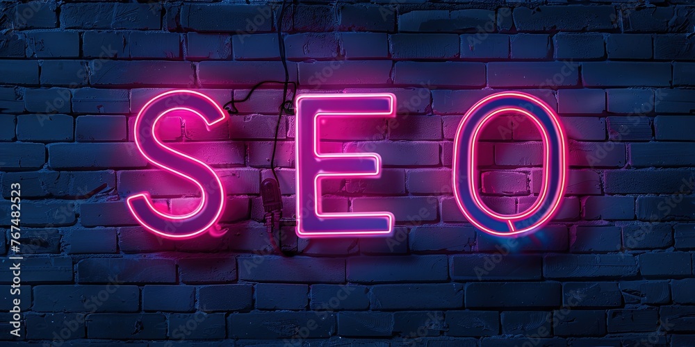 Obraz premium Neon sign on brick wall 